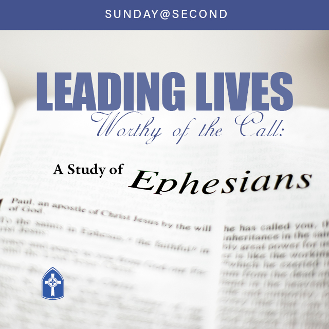 Leading Lives Worthy of the Call: A Study of Ephesians
Sundays, 9 AM, Common Room

We meet weekly to encourage one another as we "lead lives worthy of the call" in our workplaces, schools, neighborhoods, and community.
